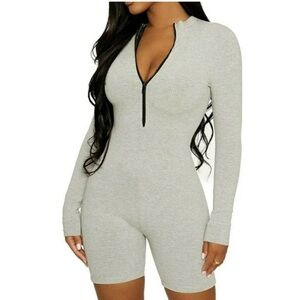 Gray Fashion Nova Biker Unitard